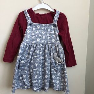 JoJo Maman Bebe pinafore dress with pocket friend
